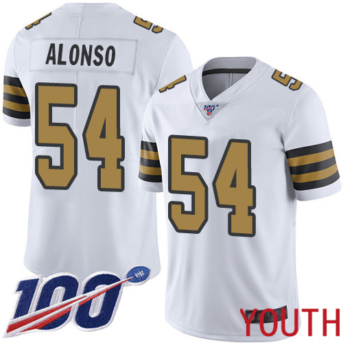 New Orleans Saints Limited White Youth Kiko Alonso Jersey NFL Football #54 100th Season Rush Vapor Untouchable Jersey